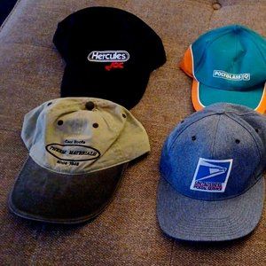 Lot of (6) Six Brand New Postal, Roofing Material, Maintenance Company Hats Caps